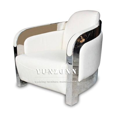 مبل تک نفره با چرم و قاب فولاد ضد زنگ برای مبلمان اتاق نشیمن هتل