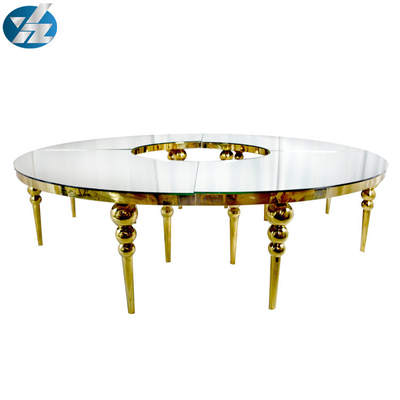 SS گرد منحنی طلایی اجاره میز ناهار خوری عروسی رویداد هتل میزهای بزرگ D340XH75