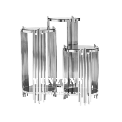میز 3 ست کناری مدرن کابینت قفسه شراب با پایه گل استیل طلایی