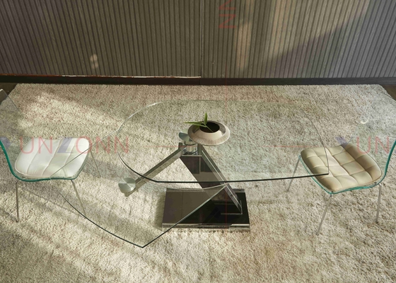 میز ناهار خوری چند منظوره انعطاف پذیر قابل افزایش با رویه شیشه ای دو لنگه