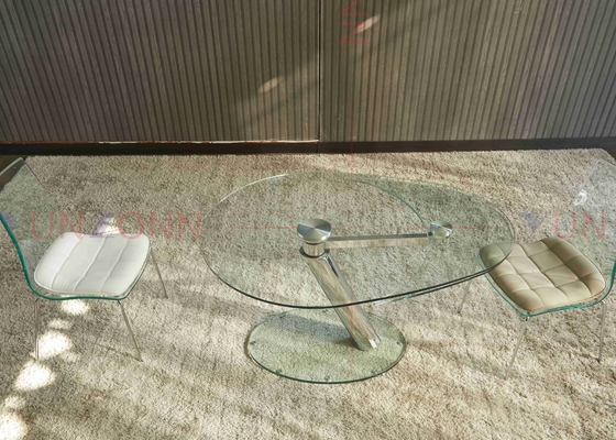 میز ناهار خوری چند منظوره انعطاف پذیر قابل افزایش با رویه شیشه ای دو لنگه