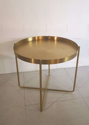 میز چای خوری فلزی طلایی میز قهوه خوری D60xH50cm 201 استیل ضد زنگ