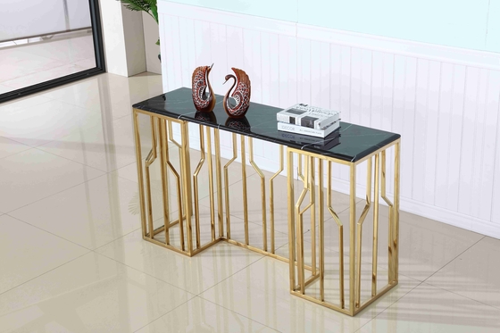 میز کنسول تزئینی اتاق نشیمن گوشه راهرو پایه فولادی ضد زنگ مرمر لوکس