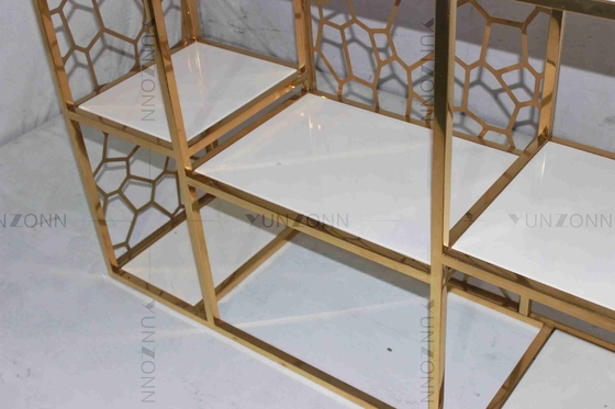 طراحی حکاکی طرح توخالی کابینت های ذخیره سازی قفسه بندی با روکش طلا از سنگ مرمر