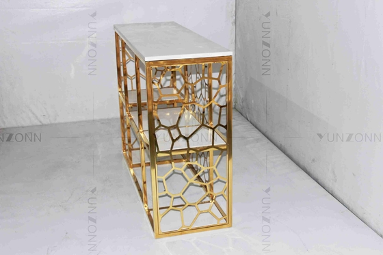 طراحی حکاکی طرح توخالی کابینت های ذخیره سازی قفسه بندی با روکش طلا از سنگ مرمر