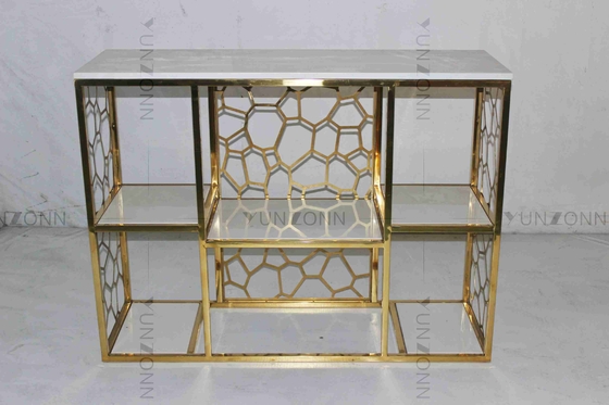 طراحی حکاکی طرح توخالی کابینت های ذخیره سازی قفسه بندی با روکش طلا از سنگ مرمر