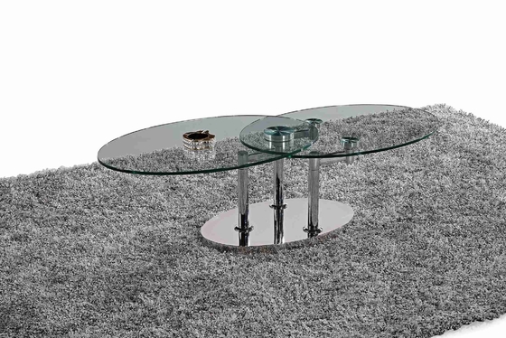میز ناهار خوری بیضی شیشه ای مدرن تاشو قاب استیل ضد زنگ شیشه ای مقاوم L200xW100xH75cm
