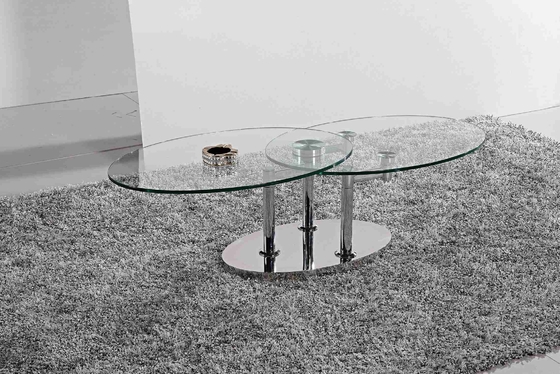 میز ناهار خوری بیضی شیشه ای مدرن تاشو قاب استیل ضد زنگ شیشه ای مقاوم L200xW100xH75cm