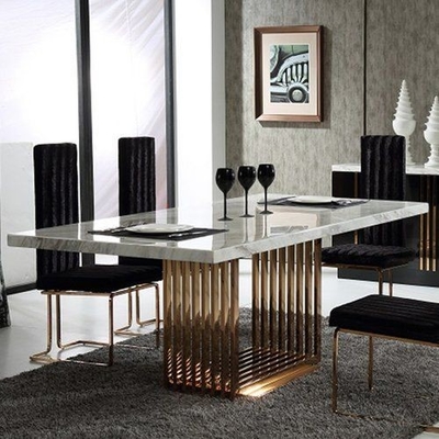 میزهای جشن عروسی رویه مرمر نوردیک میز ناهار خوری مستطیلی مدرن با صندلی 50X90X75
