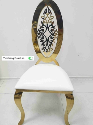 صندلی ناهار خوری عروسی طلایی پشت بلند بیضی با گل OEM
