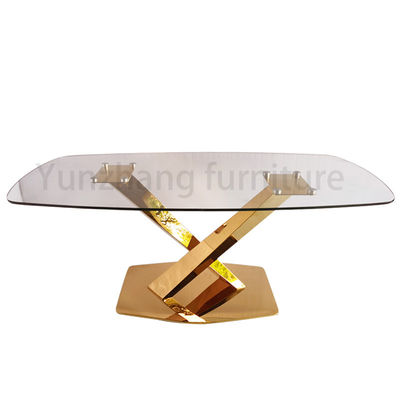 قیمت خوب میز ناهار خوری رویه شیشه ای طرح مستطیل شکل Clear Tempered SS201 Home Furniture Base آنلاین