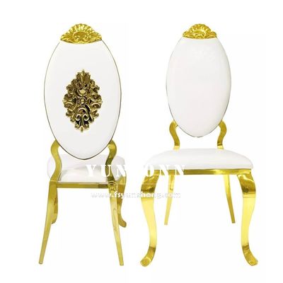 قیمت خوب صندلی فلزی هتل لوکس رستوران طرح تاج طلایی فولاد ضد زنگ صندلی عروسی سلطنتی آنلاین