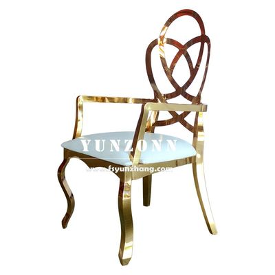 قیمت خوب مبلمان عروسی فانتزی گل رز حک شده پشت صندلی رستوران هتل صندلی ضیافت فولاد ضد زنگ طلا آنلاین