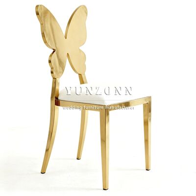قیمت خوب تولید حرفه ای فولاد ضد زنگ پروانه پشت صندلی ناهار خوری راحت صندلی پشت پشت طلا صندلی عروسی و رویداد آنلاین