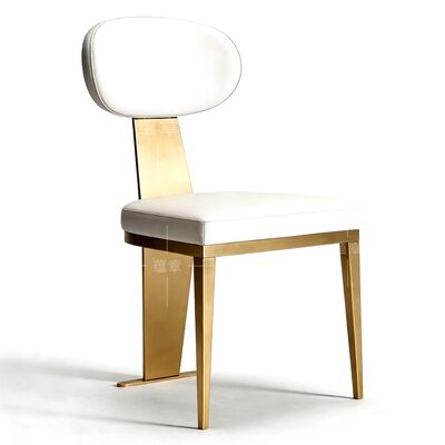 قیمت خوب صندلی‌های ناهارخوری عروسی از جنس استیل ضد زنگ طلایی با پارچه چرم مصنوعی، مبلمان، صندلی رستوران آنلاین