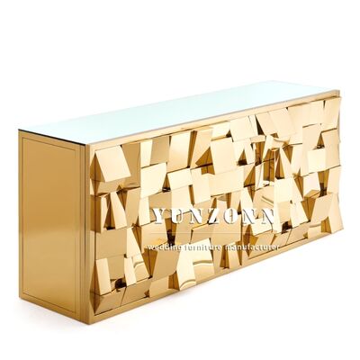 قیمت خوب میز بار مستطیلی مدرن استیل ضد زنگ با شیشه آینه ای طرح جدید کانتر بار هتل و عروسی برای رویدادهای هتل و عروسی آنلاین