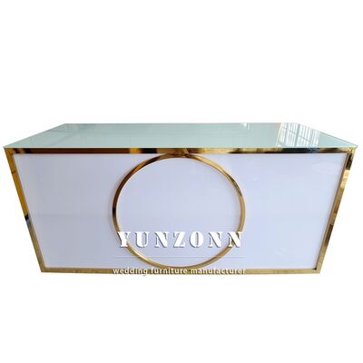 قیمت خوب میز بار مدرن جدید عروسی طلایی فولاد ضد زنگ اکریلیک میز پذیرایی آنلاین
