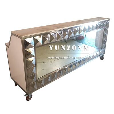 قیمت خوب کانتر بار استیل ضد زنگ با روکش آینه ای به شکل نیم دایره برای مهمانی عروسی و کلاب شبانه آنلاین