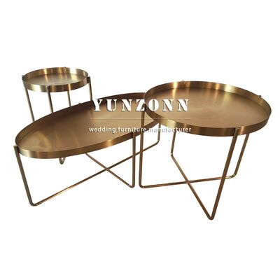 قیمت خوب میز عسلی فلزی طلایی بیضی شکل تزئینی برای اتاق مهمان، میز قهوه، میز کناری، میز فلزی آنلاین