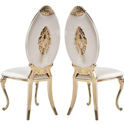 قیمت خوب کارخانه مبلمان فروش مستقیم از فولاد ضد زنگ صندلی های با پشت بلند سبک کلاسیک پوشیده از طلا مناسب برای عروسی و مهمانی ها آنلاین