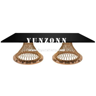 قیمت خوب میزهای عروسی مستطیل طلایی فولاد ضد زنگ سفارشی طراحی مدرن فلزی برای رستوران ها، مهمانی ها، هتل ها و سالن ها آنلاین