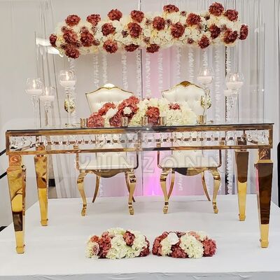 قیمت خوب میز های ناهار خوری مربع لوکس با قاب فولاد ضد زنگ و دکوراسیون کریستالی برای عروسی ها هتل ها برای رویدادهای ظریف آنلاین