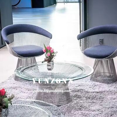 قیمت خوب لوکس اواسط قرن مدرن لهجه دور Platner میز قهوه شیشه گرم بالا با پایه سیم فلزی آنلاین