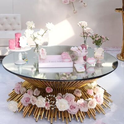 قیمت خوب میز قهوه ای لوکس با پایه فلزی سیم و آینه فوق طراحی اتاق نشیمن مبلمان و دکوراسیون خانه آنلاین