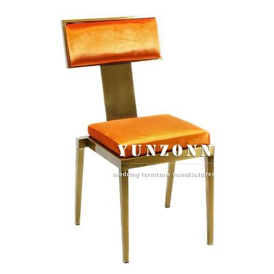 قیمت خوب صندلی لوکس استیل ضد زنگ برس خورده برای رویدادهای مسلمانان، صندلی ضیافت مخمل با طراحی ساده برای رستوران‌های عروسی آنلاین
