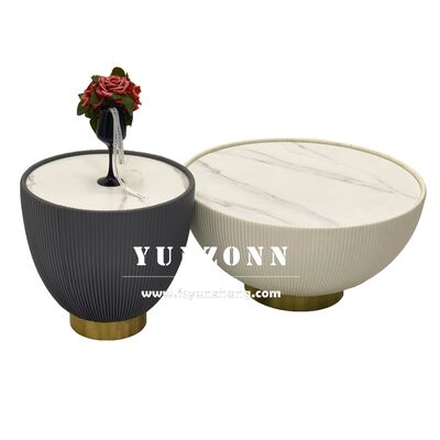 قیمت خوب فروش داغ میز قهوه گرد سفید با طرح سنگ سنگ برای استفاده در اتاق نشیمن یا هتل آنلاین