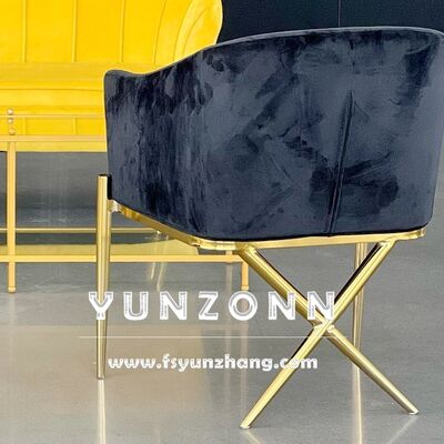 قیمت خوب صندلی ناهار خوری مدرن دسته دار با پایه های X، طرح های فولاد ضد زنگ، صندلی هتلی مخمل آنلاین