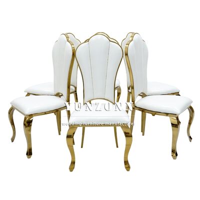 قیمت خوب صندلی‌های ضیافت عروسی لوکس رویداد استیل ضد زنگ طلایی قابل چیدمان برای هتل رستوران پذیرایی آنلاین