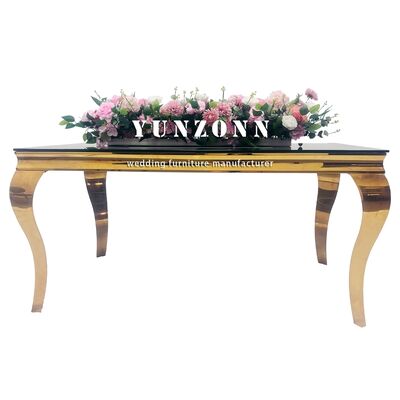 قیمت خوب مجموعه میز ناهار خوری سبک اروپایی عمده فروشی شیشه های مدرن مشکی با فولاد ضد زنگ برای جشن ها یا هتل ها آنلاین