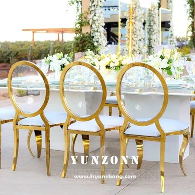 قیمت خوب صندلی چرم مدرن لوکس طلا آکریلیک شفاف پشت گرد شکل O برای اتاق غذاخوری برای هتل آنلاین