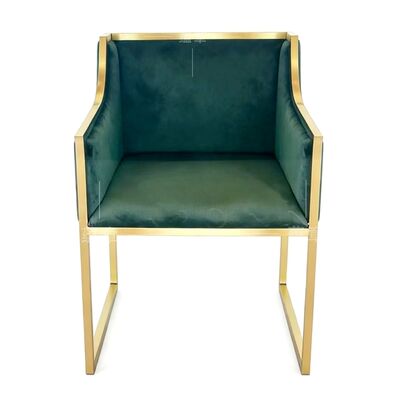 قیمت خوب باغ در فضای باز رستوران هتل ضیافت اتاق غذا آشپزی مبلمان طلای فولاد ضد زنگ کف پارچه مخملی سبز تیره صندلی عروسی آنلاین