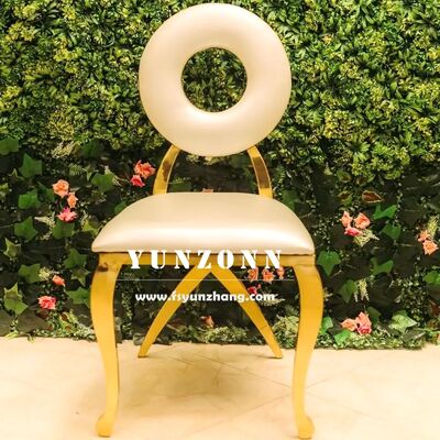 قیمت خوب صندلی ناهار خوری مدرن طلایی با کیفیت بالا با پشتی گرد و فولاد ضد زنگ برای ضیافت ها و رستوران ها آنلاین