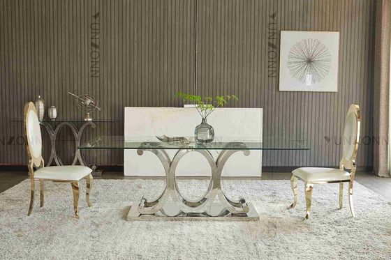 قیمت خوب میز ناهار خوری 10 نفره مدرن SS با شیشه سکوریت قابل جابجایی آنلاین