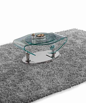 قیمت خوب میز ریسندگی شیشه ای میز کناری قهوه پایه فولادی ضد زنگ OEM آنلاین