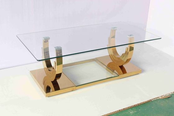 قیمت خوب ست میز قهوه پایه 2 تکه تی طلایی U شکل مبلمان خانه نشیمن آنلاین